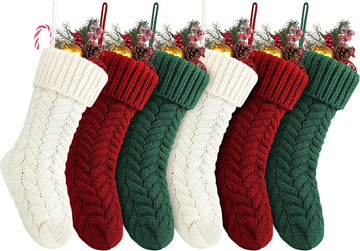 Inch Christmas Stockings, 6 Pack Large Cable Knit Xmas Decor - Set of 6