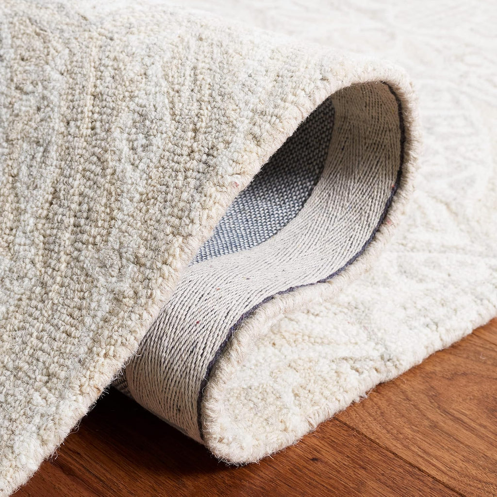Micro-Loop Area Rug - 9' x 12', Beige, Handmade Wool