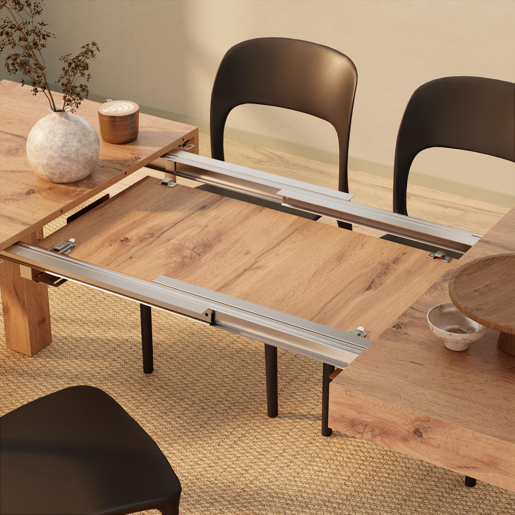 First Extendable Dining Table 47.2 to 78.7 Inches Seats 6 to 8 Rustic Oak