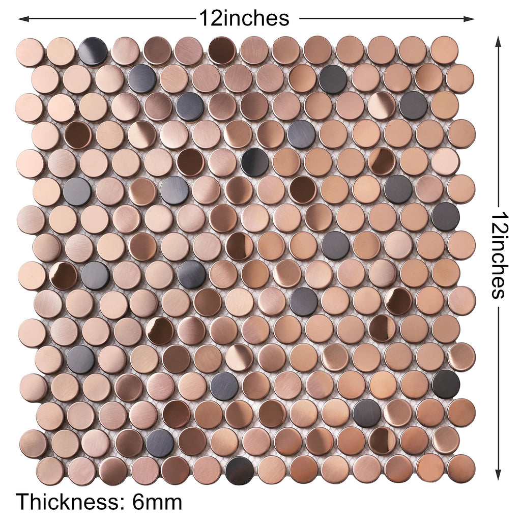 Penny Round Tile Copper Bronze Mosaic Tiles Backsplash Bathroom Wall Floor [5 Sheets]