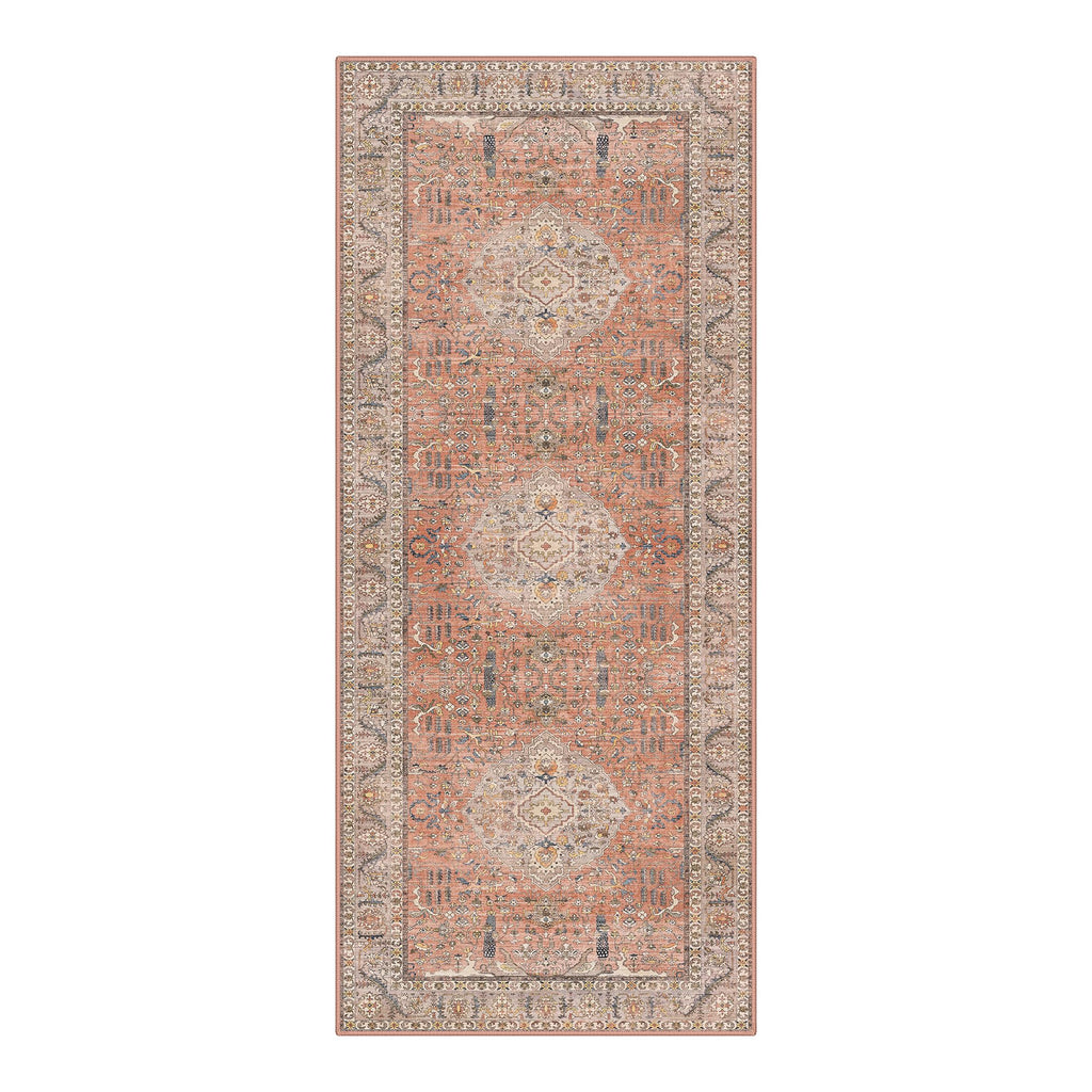 2x6 Non Slip Runner, Washable Kitchen Rugs Terracotta Brown