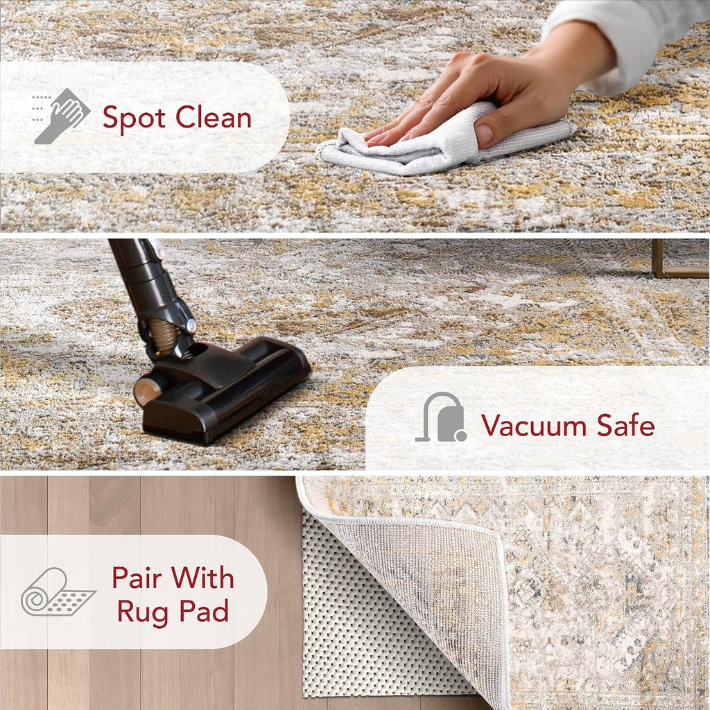 Madisson Gold Medallion Power Loomed Area Rug