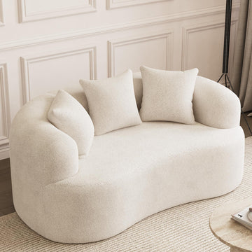 69" Modern Curved Loveseat, Cream White