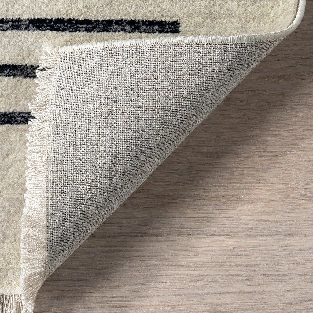 Keeva Beige Striped Power Loomed Area Rug