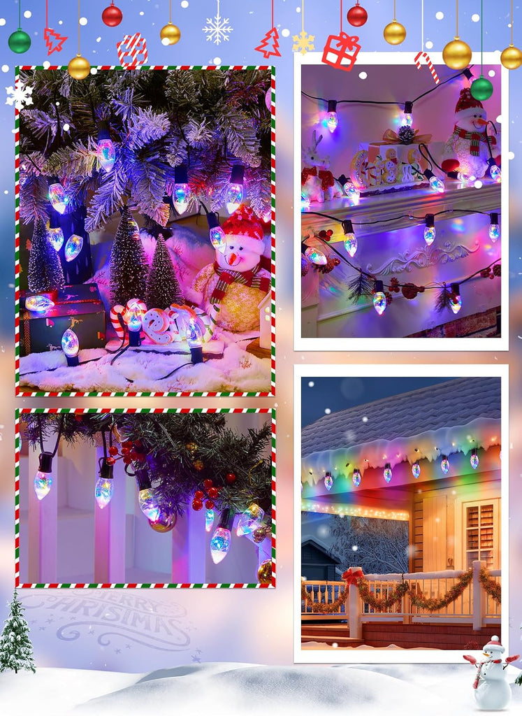 C9 LED Christmas Lights Outdoor, 45 Ft C9 String Lights with 40 Shatterproof LED Bulbs, 3 Light Mode, Connectable