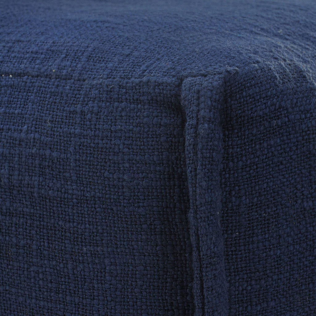 LR Home Handmade Contemporary Solid Square Indoor Medium Pouf Ottoman, Insignia Blue | Hand-Made Cotton Foot Rest