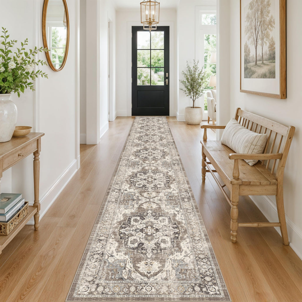 Long Hallway Runner Rug : Non-Slip Washable Boho Rug Runners Entryway Soft Low Pile Carpet Vintage Stain