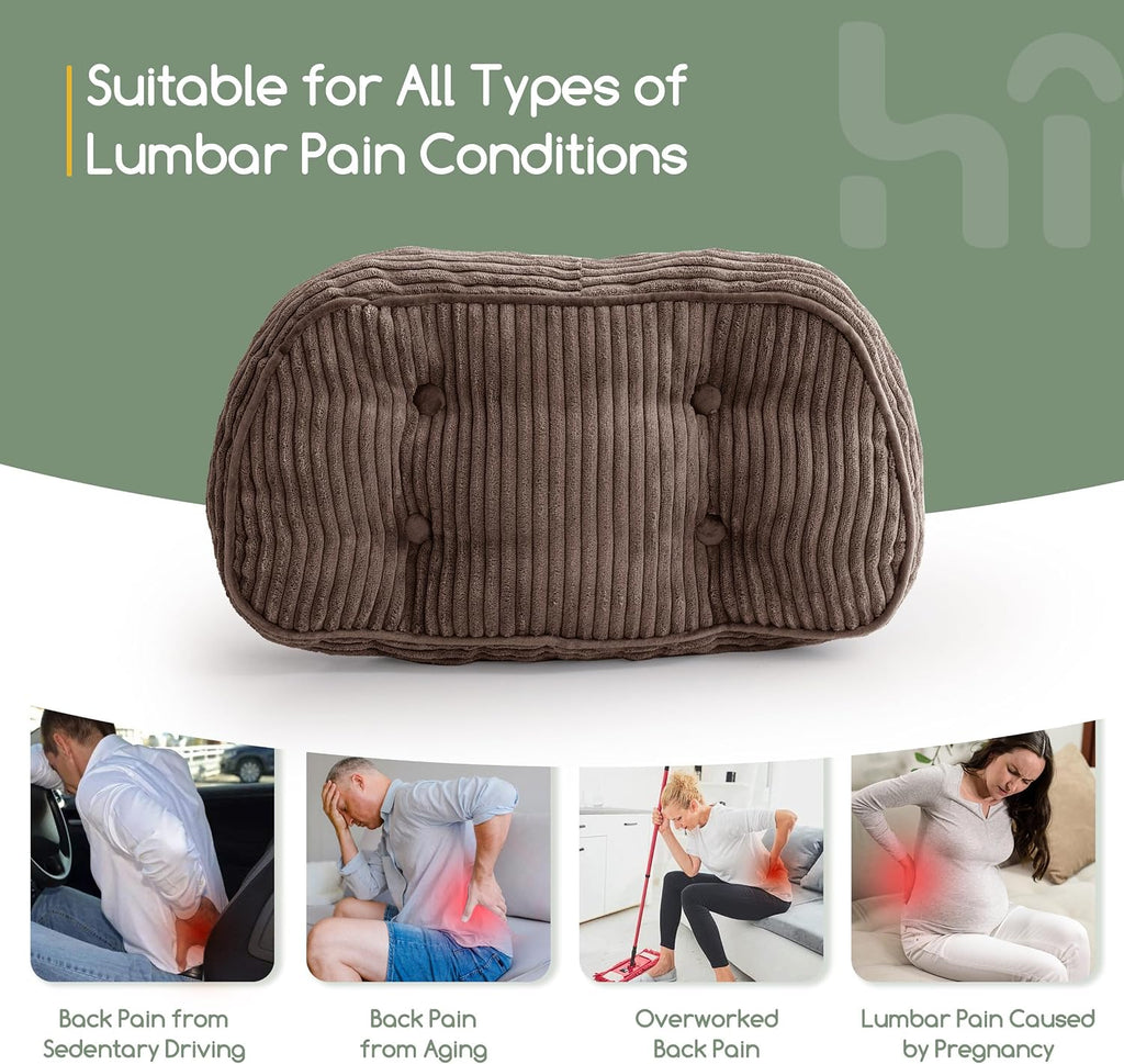 Lumbar Support Pillow for Recliner Chair/Accent Chair/Couch/Office Chair, Tufted Corduroy Back Support Cushion for