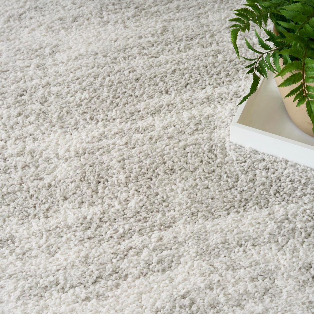 Home Modern Shag Ivory Grey Area Rug - Easy Clean, Non Shedding, Bed Room, Living Room, Dining Room