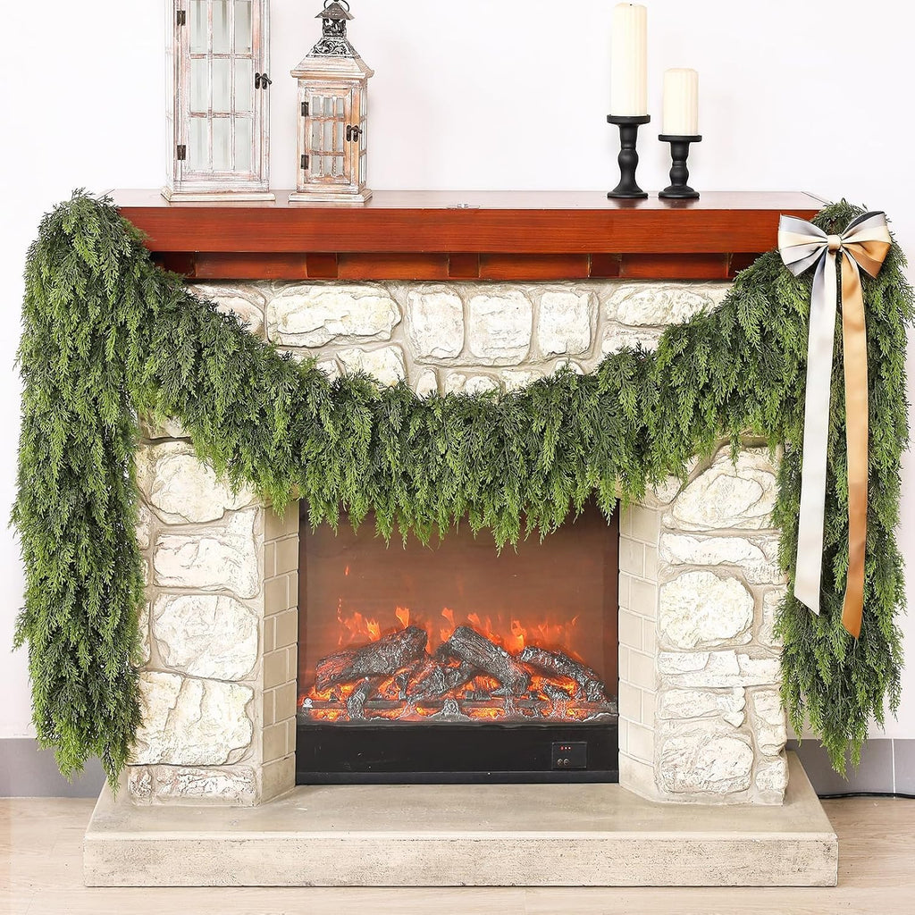 Lifelike Touch Artificial Cedar Garland for Christmas Decor(16 FT,1 PCS)