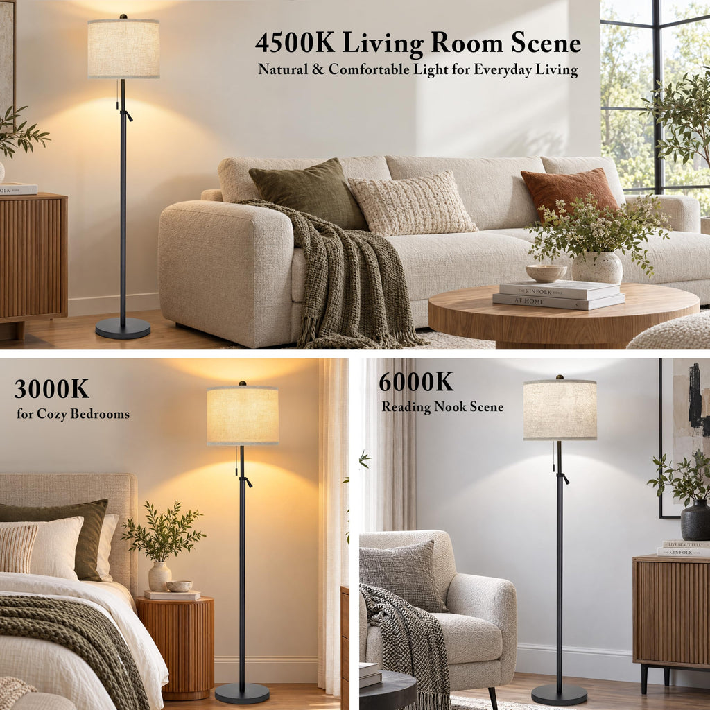61-69" Adjustable Floor Lamp with Remote and Stepless Dimmable Bulb