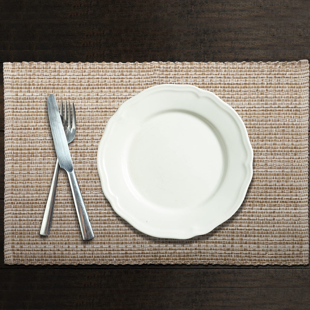Two Tone Placemat Cotton Tablemat 14x20 (Set of 6) Eggshell
