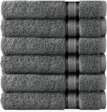 Ultra Soft Hand Towels - 6 Pack 100% Ringspun Cotton Towel Set