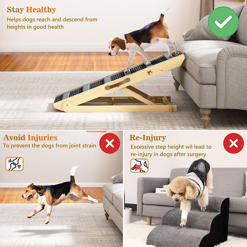 Dog Ramp, Portable Pet Ramp with 7 Adjustable Heights 11" to 26.6"