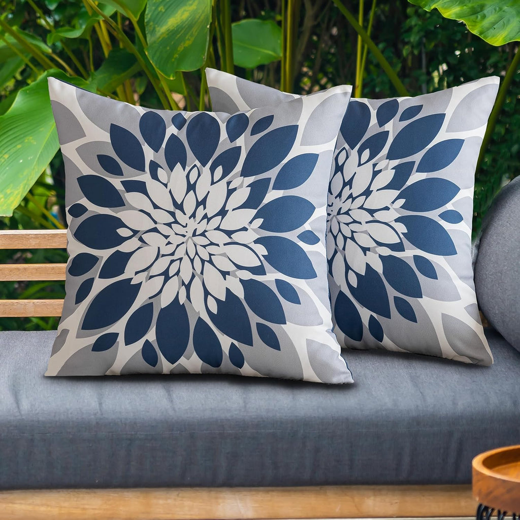 Pack of 4 Outdoor Waterproof Pillow Covers 18x18 Decorative Outdoor Throw Pillows Garden Square Cases, Couch, Tent