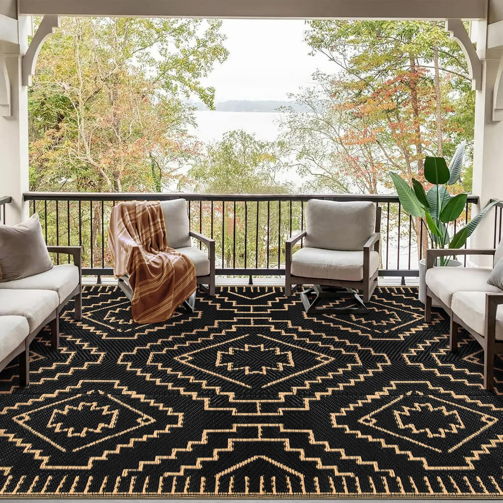 Outdoor Rug, Large Waterproof Reversible Outdoor Patio Area Rug, Indoor/Outdoor Plastic Straw Portable Camping