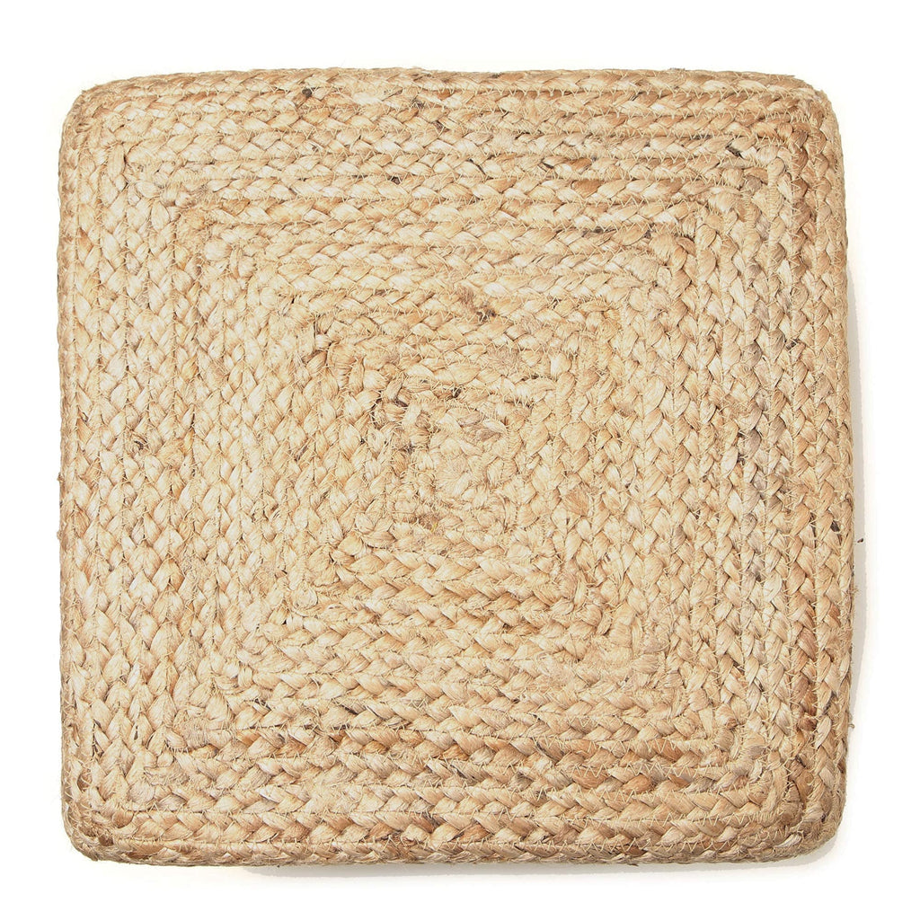 Cube Pouf Foot Stool Ottoman - Classic Jute Poof - Natural