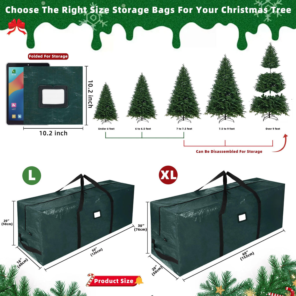 Large Christmas Tree Storage Bag Heavy Duty 9 Ft (Green)