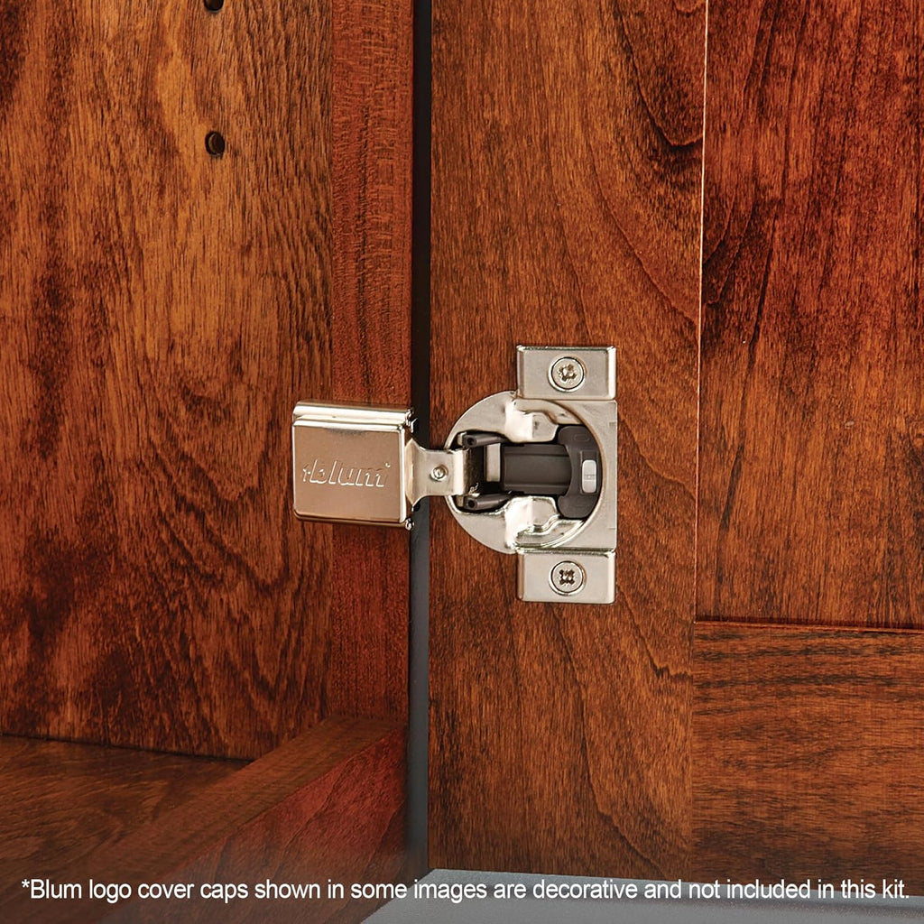 Compact BLUMOTION Hinge (3 Kits), 1/2" Overlay, 105° Opening Angle, Steel, Integrated Soft-Close Hinges for Face Frame
