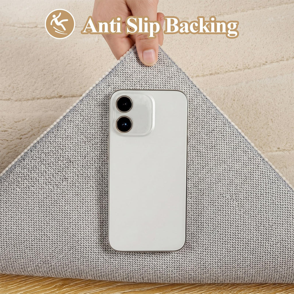 Area Rugs Bedroom, Modern Washable Rug, Beige