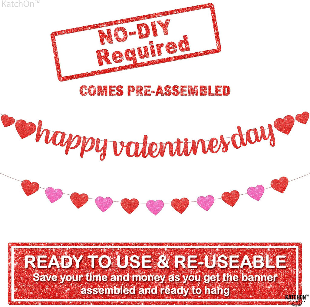 Glitter Happy Valentines Banner 10 Feet - Set of 10