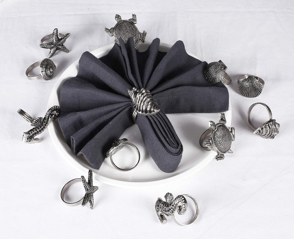 Sea Shell Napkin Rings, 12-Pack, Silver - Set of 12