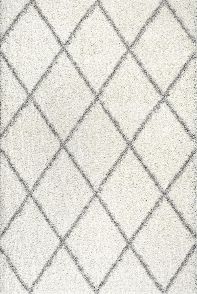 Tess White Trellis Power Loomed Area Rug, 5' x 8'