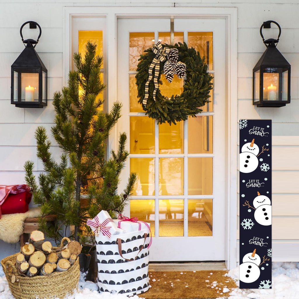 Christmas Porch Sign Let It Snow Winter Front Door Hanging Decor Welcome Wooden Vertical Indoor Outdoor Standing Sign