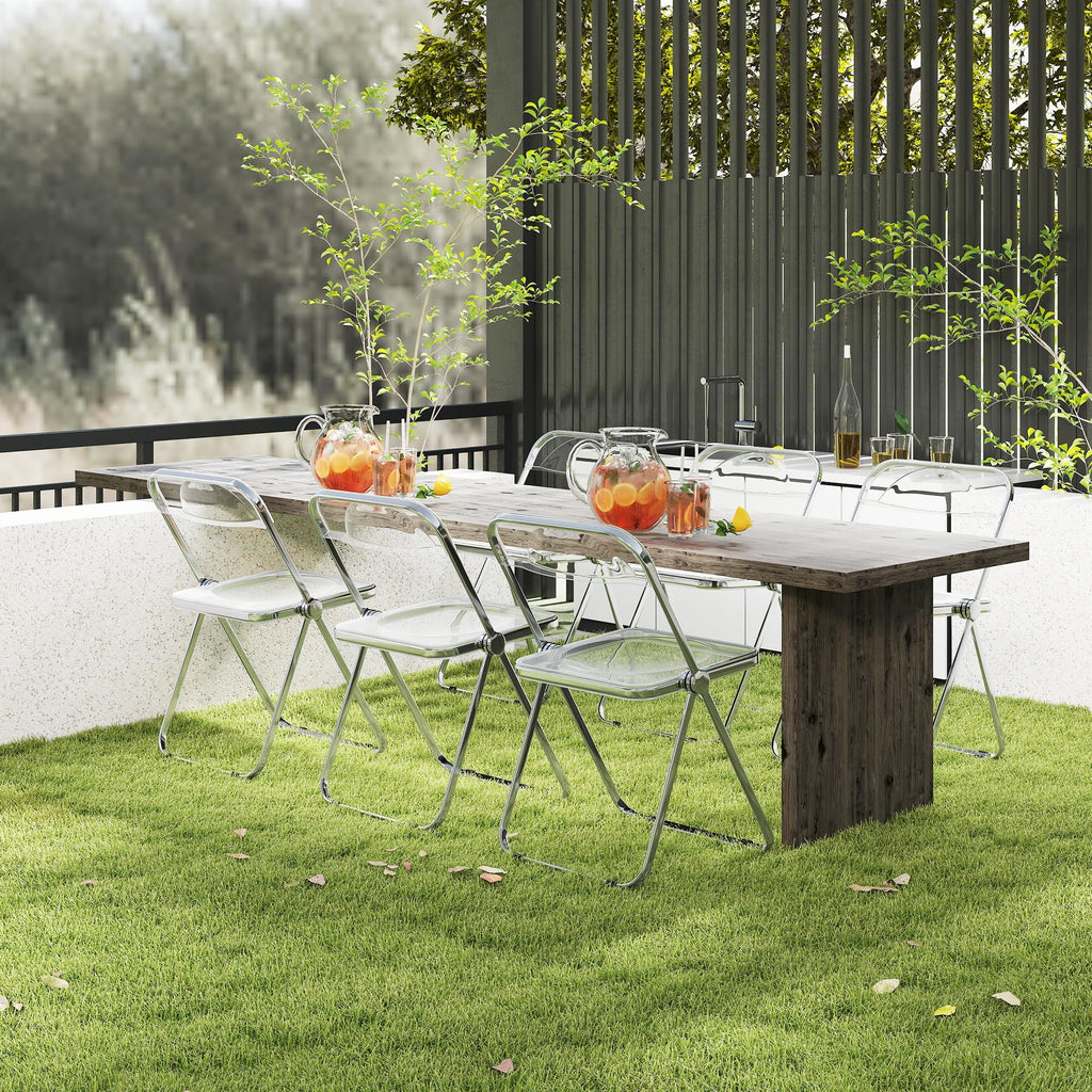 Acrylic Folding Chairs, Foldable & Stackable Clear Chairs with Metal Chrome Frame, Indoor and Outdoor, Party &