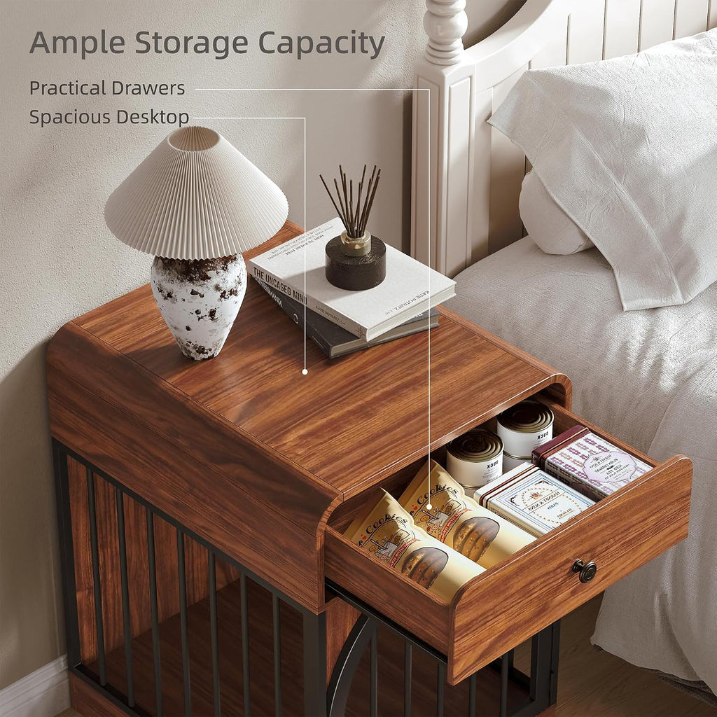 Dog Crate Furniture, Kennel Indoor for Small Breed, Wooden Dog Crate House with Drawer, Indoor Decorative Dog Kennel