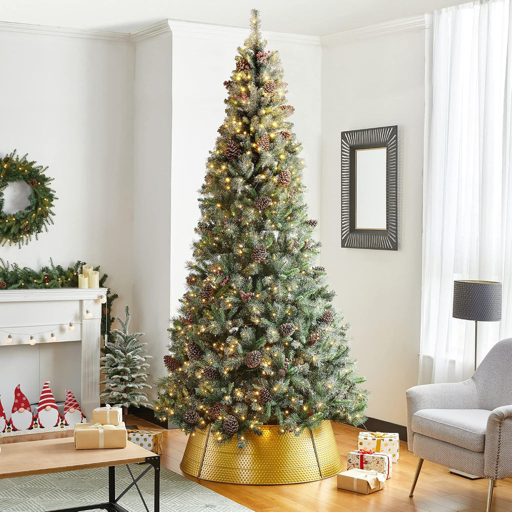 Adjustable Hammered Metal Christmas Tree Collar Decorations, 40.5" D, Gold, Large (GH31066)
