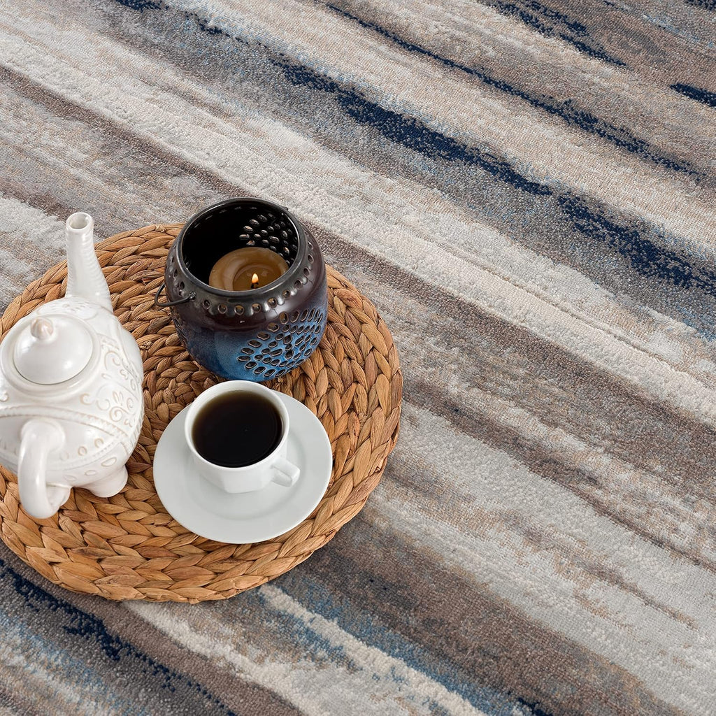 Havana 2' x 8' (2'3" X 8') Scandinavian Indoor Runner Rug, Contemporary, Blue Brown - Entryway, Hallway, Bathroom
