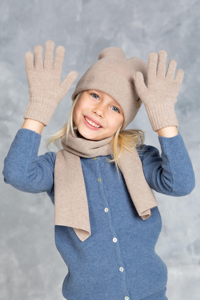 Knitted Wool Finger Gloves for Babies | Warm Double-Layer Winter Mittens for Boys and Girls Ages 3-4 | Soft