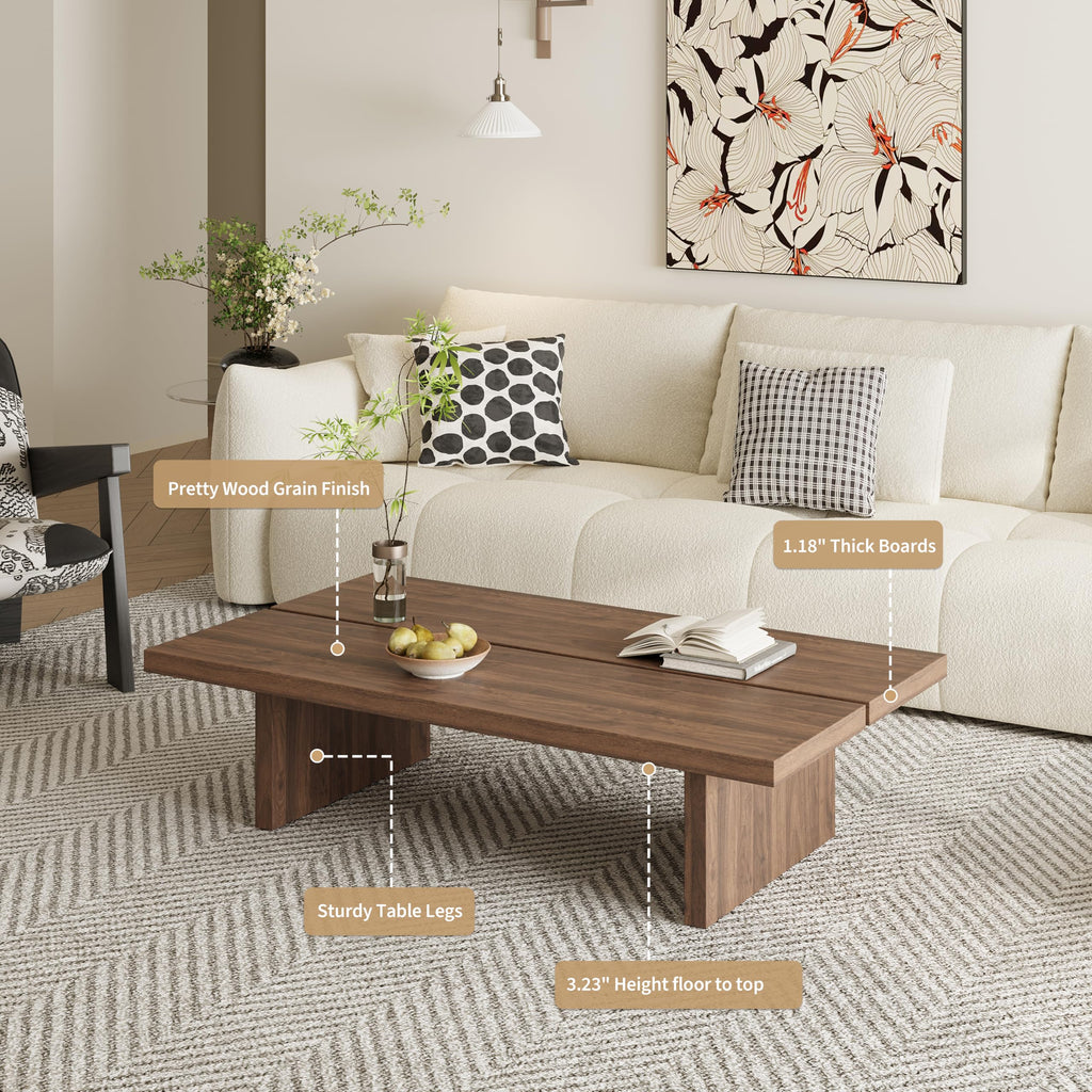 47" Low Coffee Table, Minimalist Modern Coffee Tables