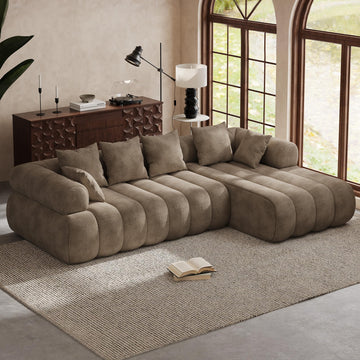 111" Luxury Modern Tight Curved Back, Minimalist Style Comfy Couch Apartment, 4 Seater Modular Sectional with Right