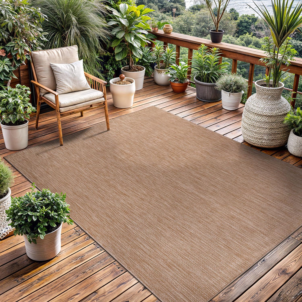 Washable Indoor Outdoor Rug 8x10 Weather Resistant Area Rugs Modern Solid Jute Rug for Porch Deck Balcony Backyard
