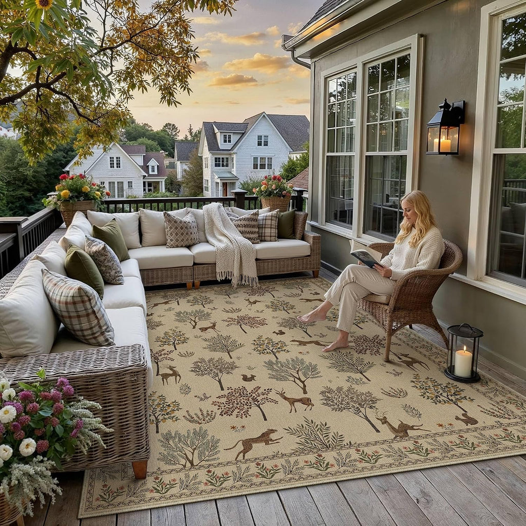 Animal 8x10 Jute Outdoor Indoor Rug Washable