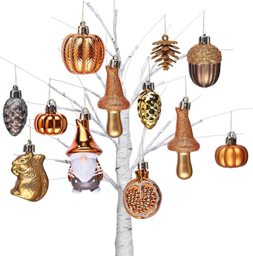 Fall Tree Ornaments Decorations Mini Pumpkins Decor - Set of 12