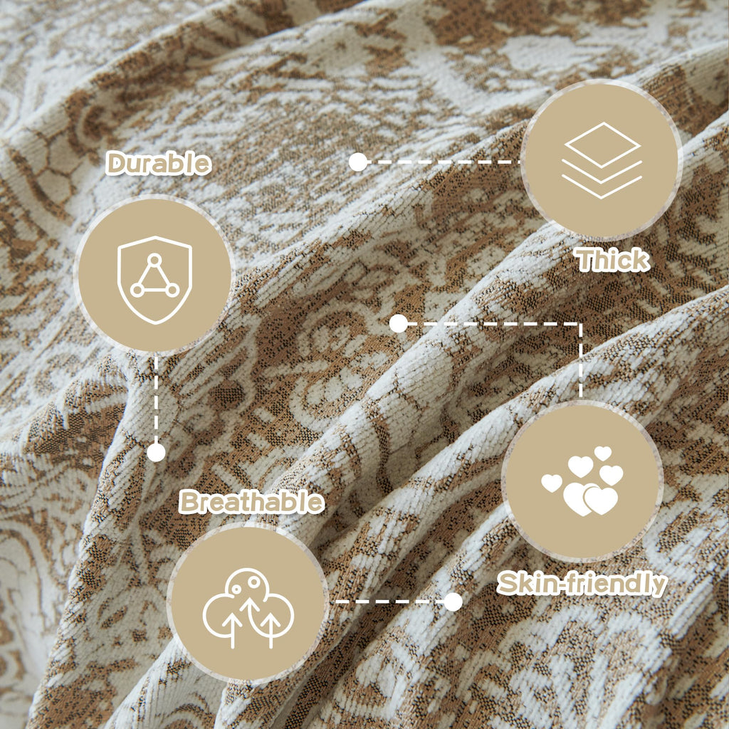 Boho Couch Cover Sofa Slipcover for Sectional Sofa Covers Protector Universal Use Chenille Blend Thick Fabric