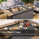 64" Gas Fire Pit Table for Outside Patio, 55,000 BTU Propane Firepit with Expandable Tabletop & Wind Guard - Image 7