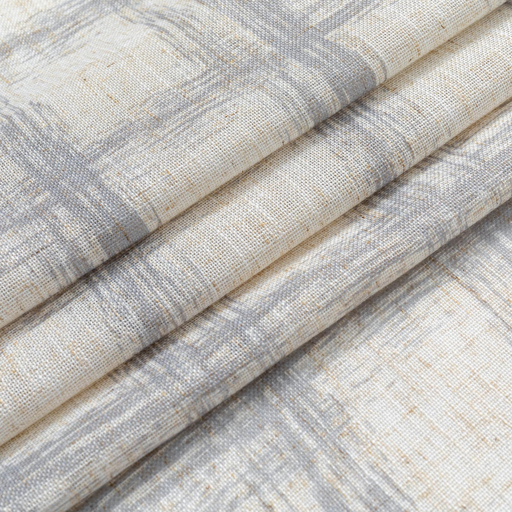 Grey Plaid Linen Curtains 63 Inches 2 Panels