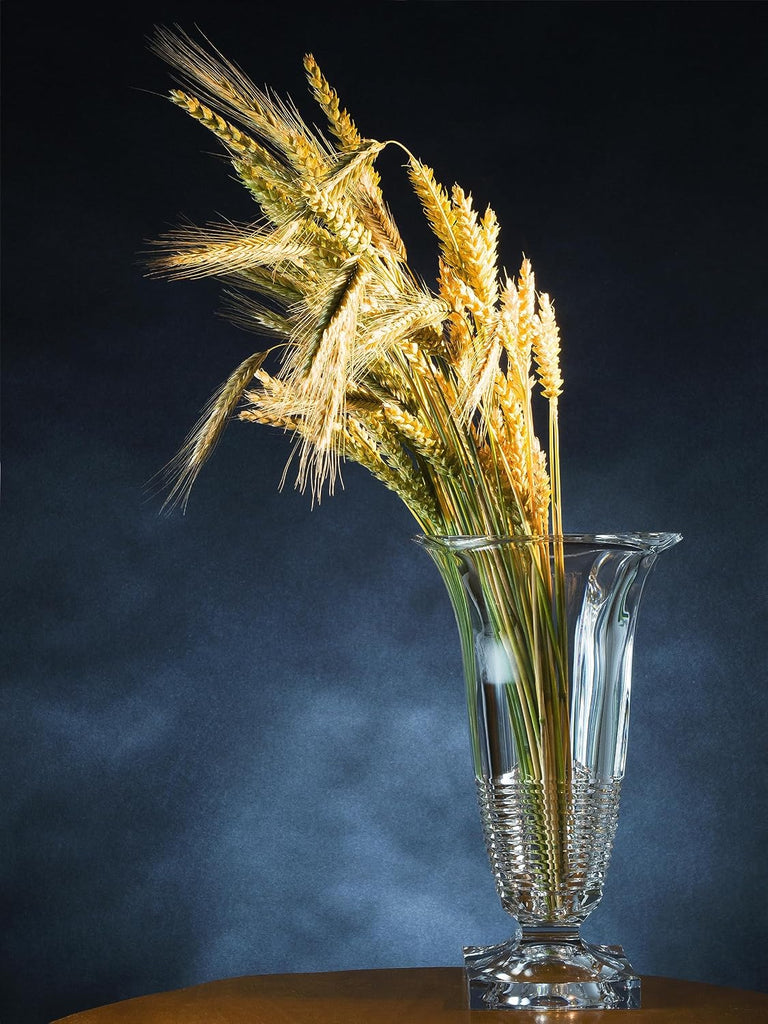 Vase - Cut Crystal - Handmade Glass - 12.8" Height - Footed - for Flowers - Roses - Made in Europe - by