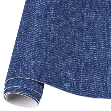 Jeans Fabric Texture Faux Leahter Sheets Solid Leather Fabric Sheets 12" x 53" (30cm x 135cm) Inch Large Size for Pad