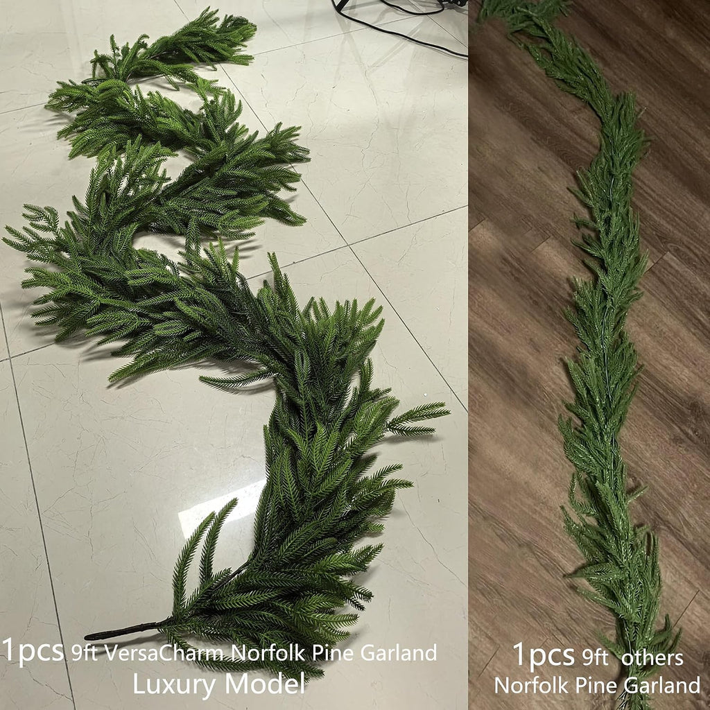 18FT Extra Full Christmas Garland Real Touch Norfolk Pine Garland Christmas Decorations Realistic Greenery Garlands