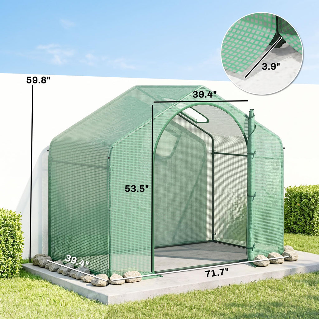 6' x 3' x 5' Portable Walk-in Greenhouse with PE Cover Green
