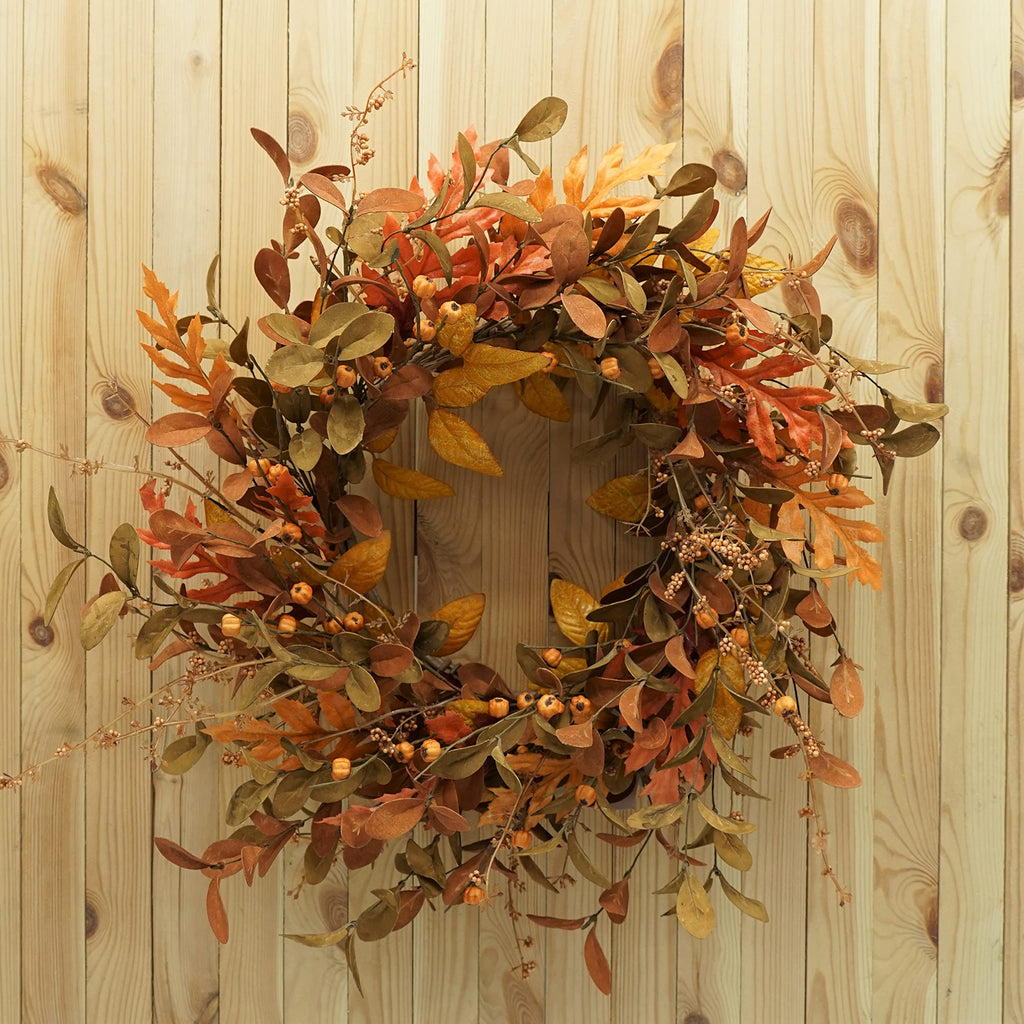 Artificial Fall Wreath for Front Door Autumn Wreath Decor