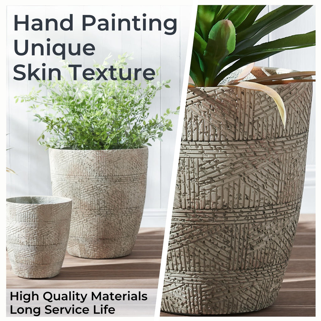 17.7"+13.7"+11.4" Weathered Concrete Planters with Drainage Hole Set of 3