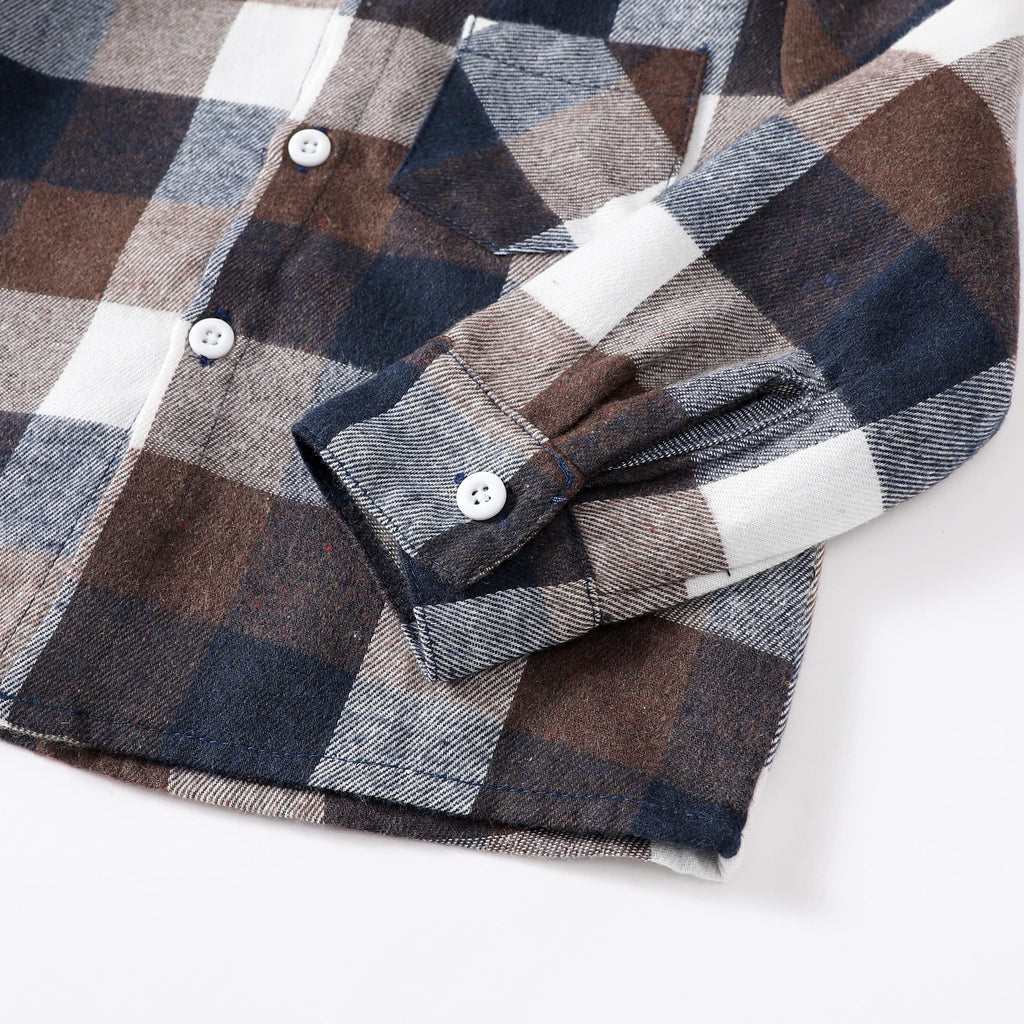 Boy Clothes Fall Plaid Flannel Button Down Shirt