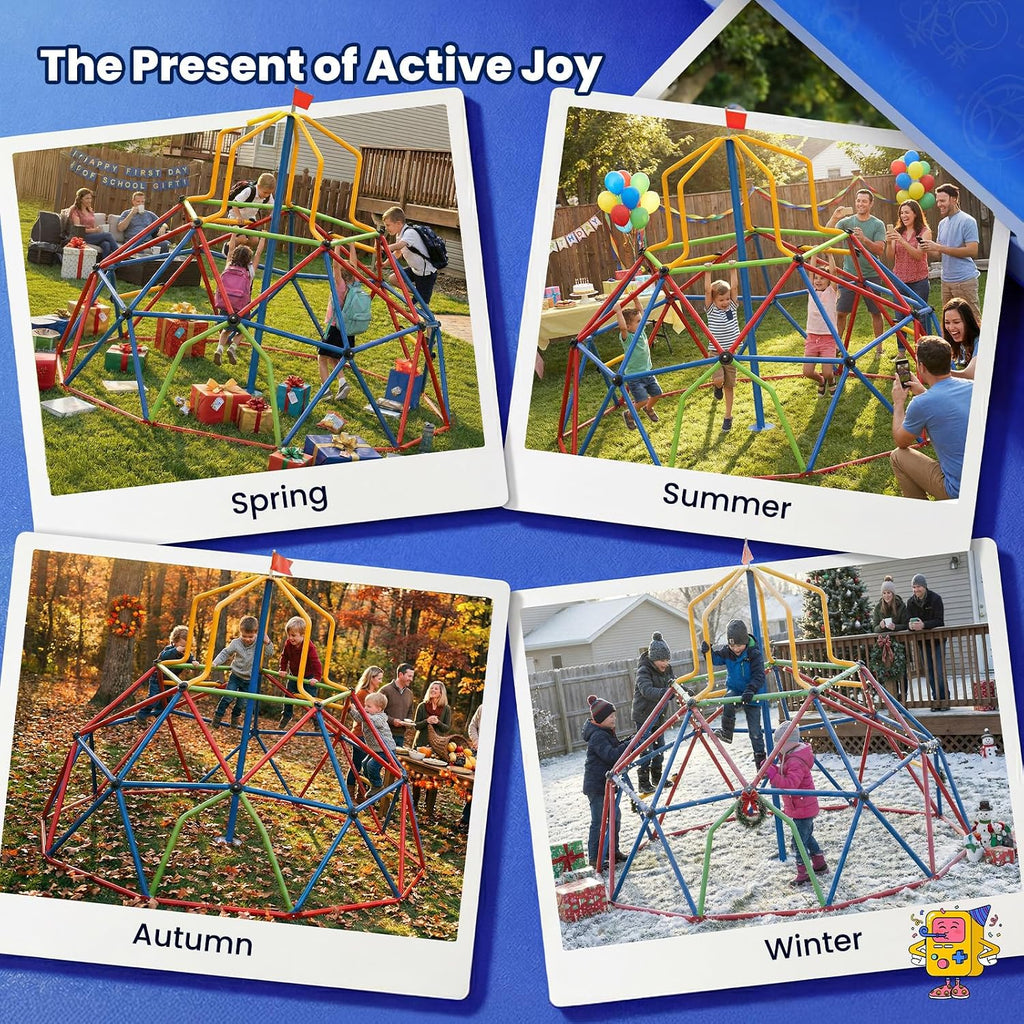 10FT Climbing Dome with Tower, Outdoor 10FT Geometric Dome Climber Tower for Kids 3-10 Supporting 1200 lbs, Easy