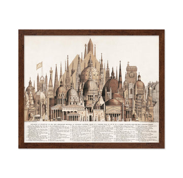 Master Vintage Principal High Buildings of the Old World Poster - Famous Buildings Print - Architecture - Gift for